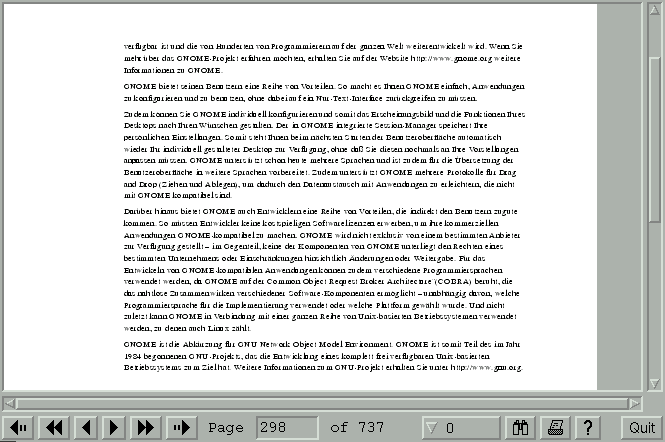 Der Hauptscreen von dem Programm xpdf